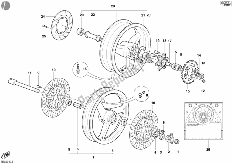 Tutte le parti per il Ruote del Ducati Supersport 900 S 2002
